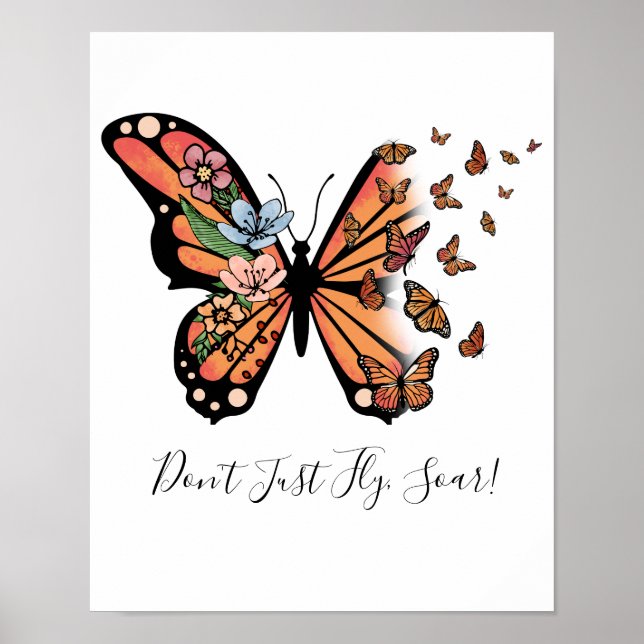 Póster Mariposas Flores Motivacional Inspirador  (Frente)