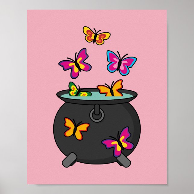 Póster Mariposas mágicas de un Cauldron (Frente)