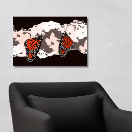 Póster Mariposas monarcas alimentándose de plantas de cis