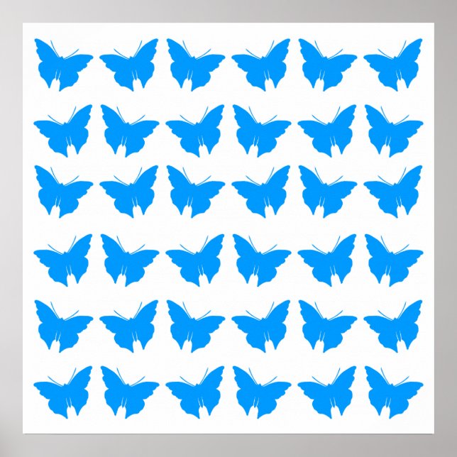 Póster Mariposas negrita azul claro (Frente)