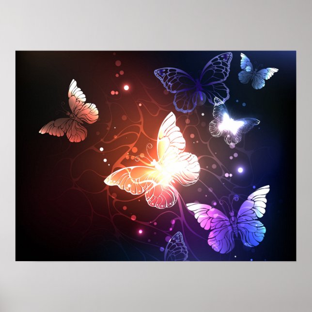 Póster Mariposas nocturnas brillantes (Frente)