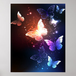 Póster Mariposas nocturnas brillantes