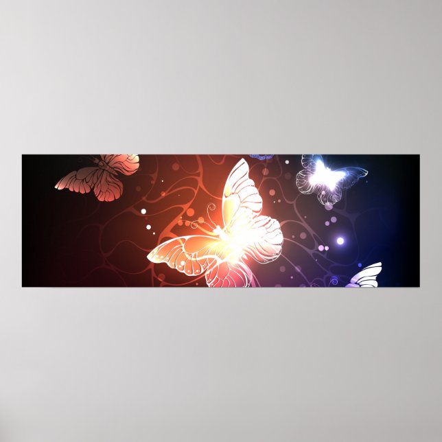 Póster Mariposas nocturnas brillantes (Frente)