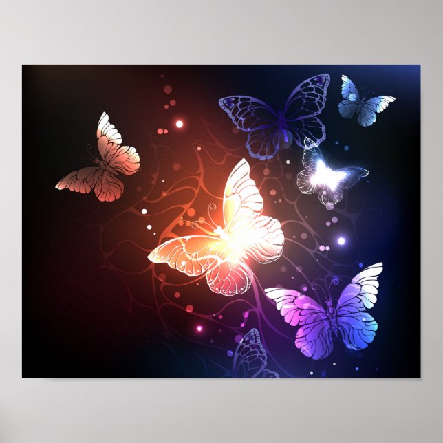 Póster Mariposas nocturnas brillantes (Frente)