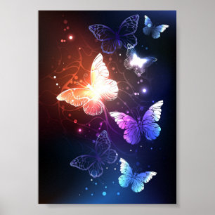 Póster Mariposas nocturnas brillantes