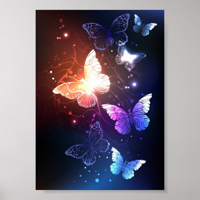 Póster Mariposas nocturnas brillantes (Frente)