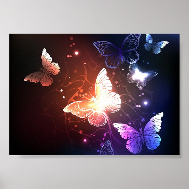 Póster Mariposas nocturnas brillantes (Frente)