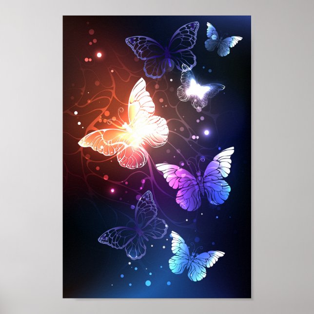 Póster Mariposas nocturnas brillantes (Frente)