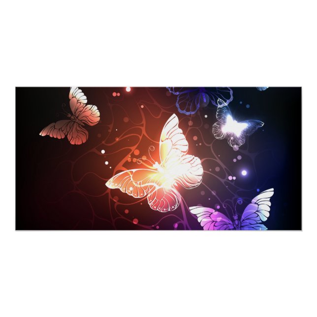 Póster Mariposas nocturnas brillantes (Anverso)
