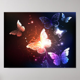 Póster Mariposas nocturnas brillantes