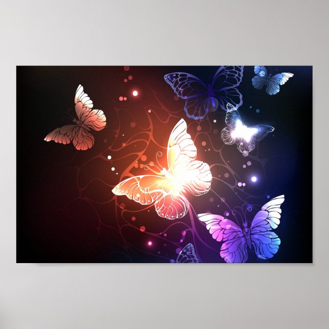 Póster Mariposas nocturnas brillantes (Frente)