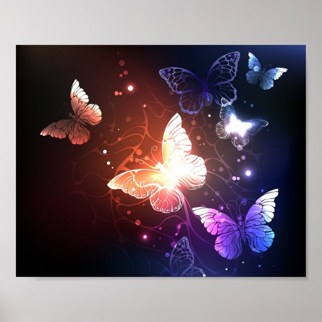 Póster Mariposas nocturnas brillantes (Frente)