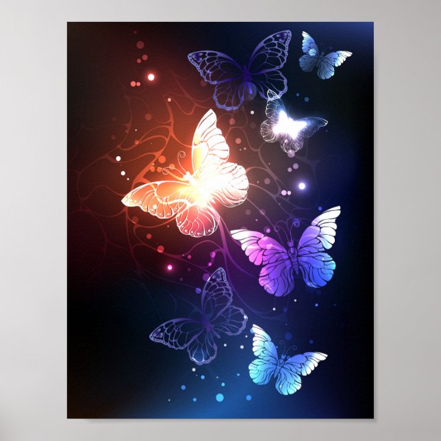 Póster Mariposas nocturnas brillantes (Frente)