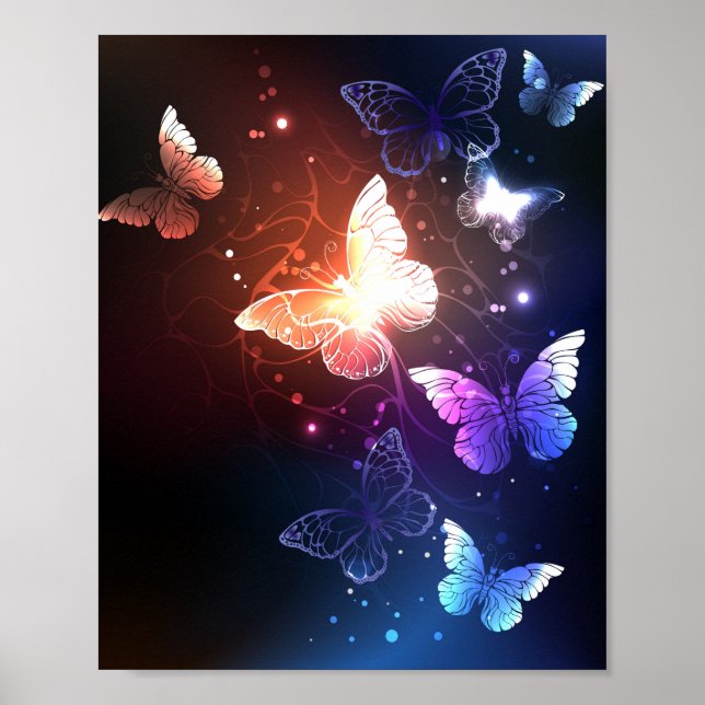 Póster Mariposas nocturnas brillantes (Frente)