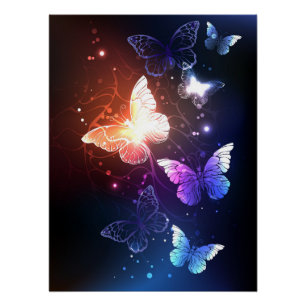 Póster Mariposas nocturnas brillantes