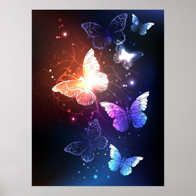 Póster Mariposas nocturnas brillantes (Frente)