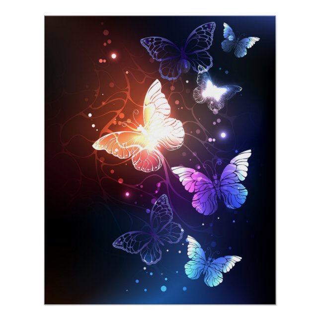 Póster Mariposas nocturnas brillantes (Anverso)