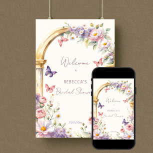 Póster Mariposas primavera verano ducha de novia bienveni