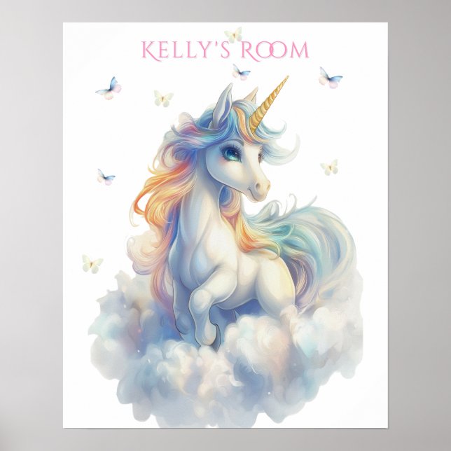Póster Mariposas Unicornio Arcoíris   (Frente)