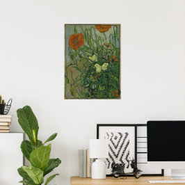 Póster Mariposas y amapolas por Vincent van Gogh
