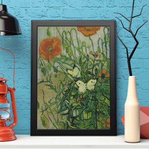Póster Mariposas y amapolas por Vincent van Gogh