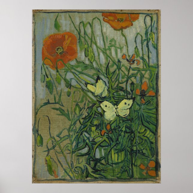 Póster Mariposas y cachorros de Vincent Van Gogh (Frente)