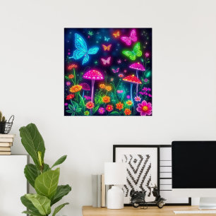 Póster Mariposas y champiñones Fairycore-Flowers