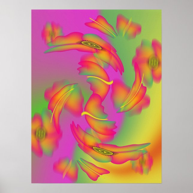 Póster Mariposas y flores (Frente)