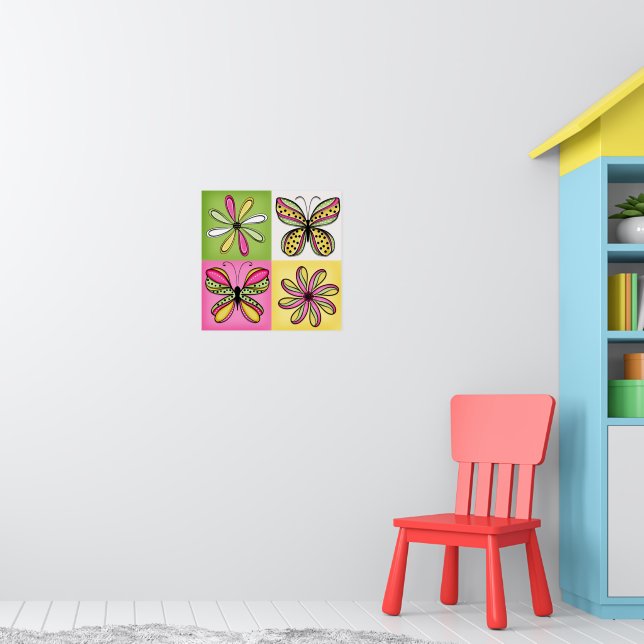 Póster Mariposas y flores del Pop Art (Guardería 1)