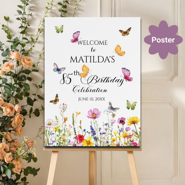 Póster Mariposas y flores silvestres Bienvenidos a los 85 (Subido por el creador)