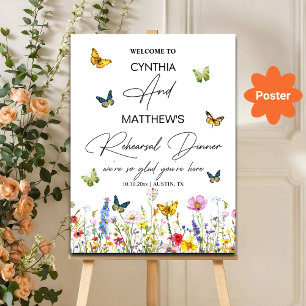 Póster Mariposas y flores silvestres Encender