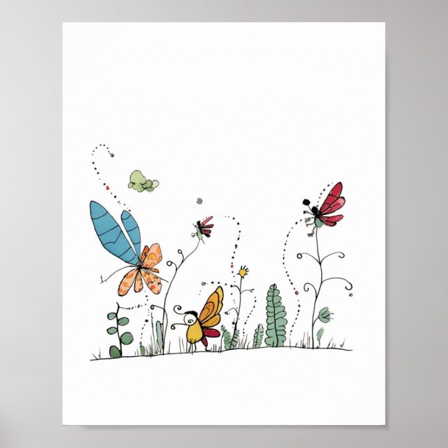 Póster mariposas y hadas temático (Frente)