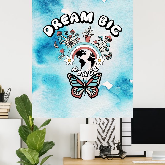 Póster Mariposas y hongos Sueño Gran inspo positivo (Oficina en casa)