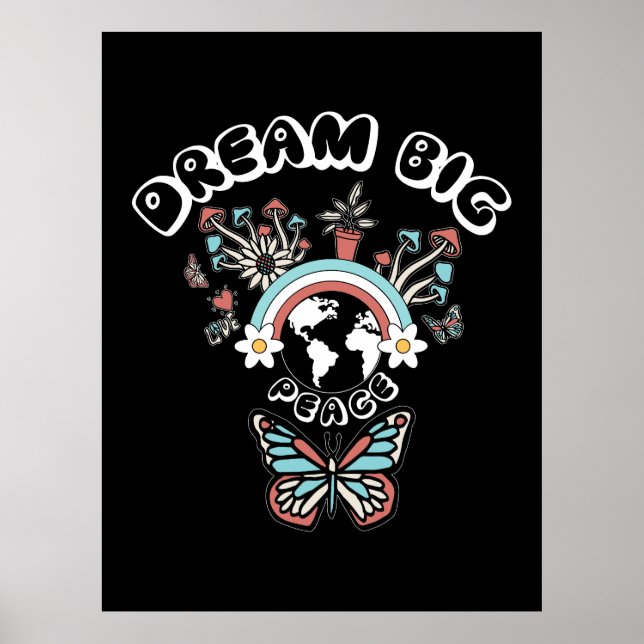 Póster Mariposas y hongos Sueño Gran inspo positivo (Frente)