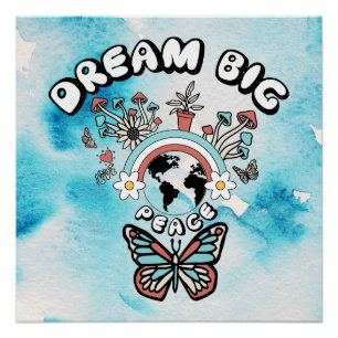 Póster Mariposas y hongos Sueño Gran inspo positivo