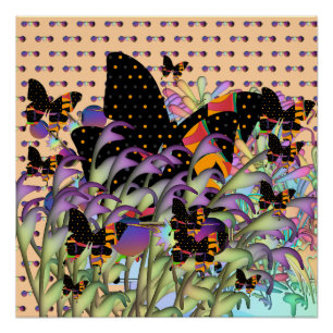 Póster Mariposas Y Lentes Purpura Novedad