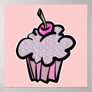 Póster mariposas y pastelitos florales