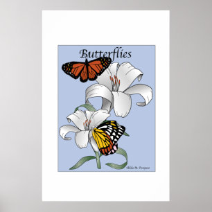 Póster Mariposas y poster de las flores