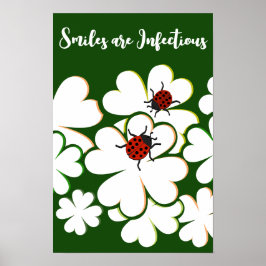 Póster Mariquita de Hoja Verde y Blanca Las Sonrisas Son 
