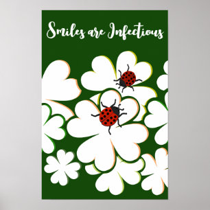 Póster Mariquita de Hoja Verde y Blanca Las Sonrisas Son