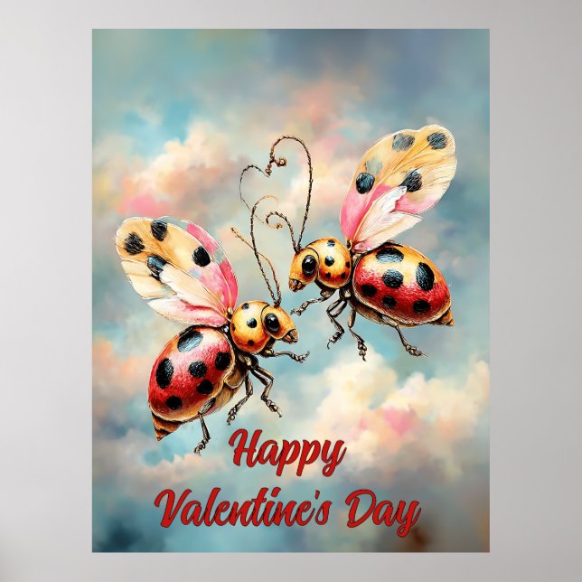 Póster Mariquitas románticas en vuelo (Frente)