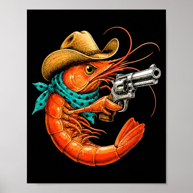Póster Mariscos cajún camarones divertidos  (Frente)