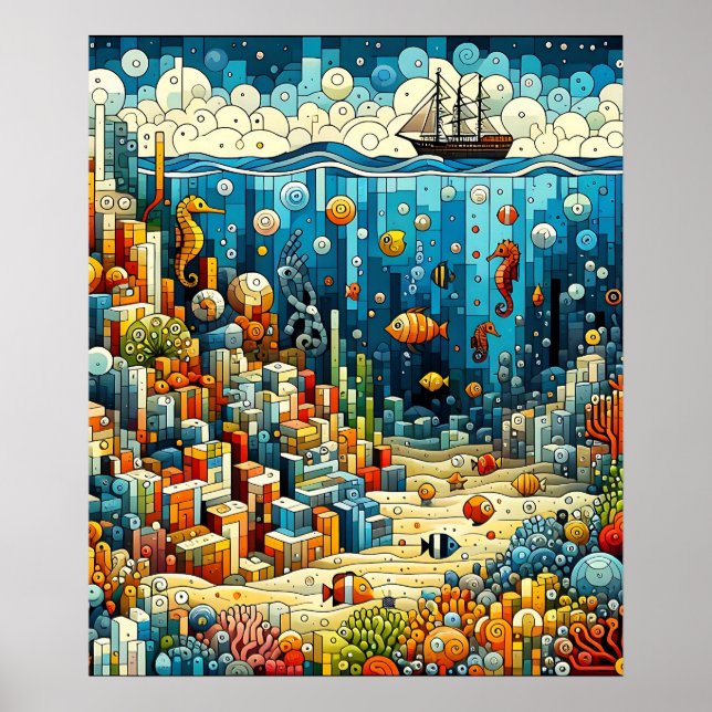 Póster Marítimo vibrante (Frente)