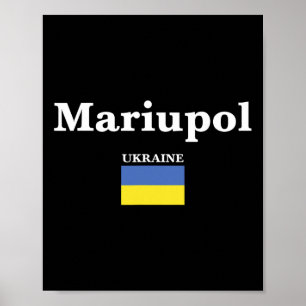 Póster Mariupol Ucrania Y La Bandera Ucraniana De Ucrania