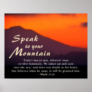Póster Mark 11:23 habla con tu Biblia de montaña