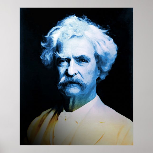 Póster Mark Twain en azul (Frente)
