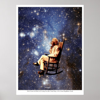 Póster Mark Twain y su gato