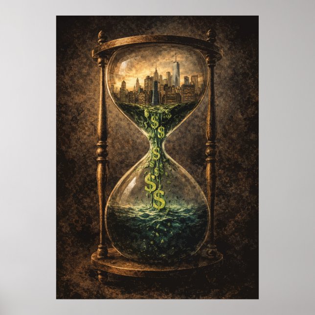 Póster Market Liquidity Hour Glass Day Trading Surreal (Frente)