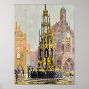 Póster Market Place, Nuremberg, 1928 by Grant Wood