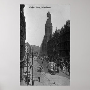Póster Market Street, Manchester, c.1910